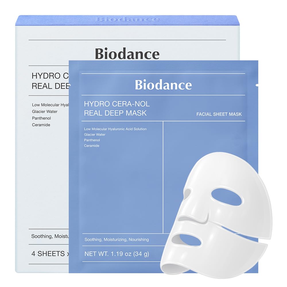 BIODANCE Bio-Collagen Real Deep Mask – Hydrogel Face Mask with Collagen, Overnight Hydrating Treatment, Pore Care & Elasticity, K-Beauty, 4 Masks