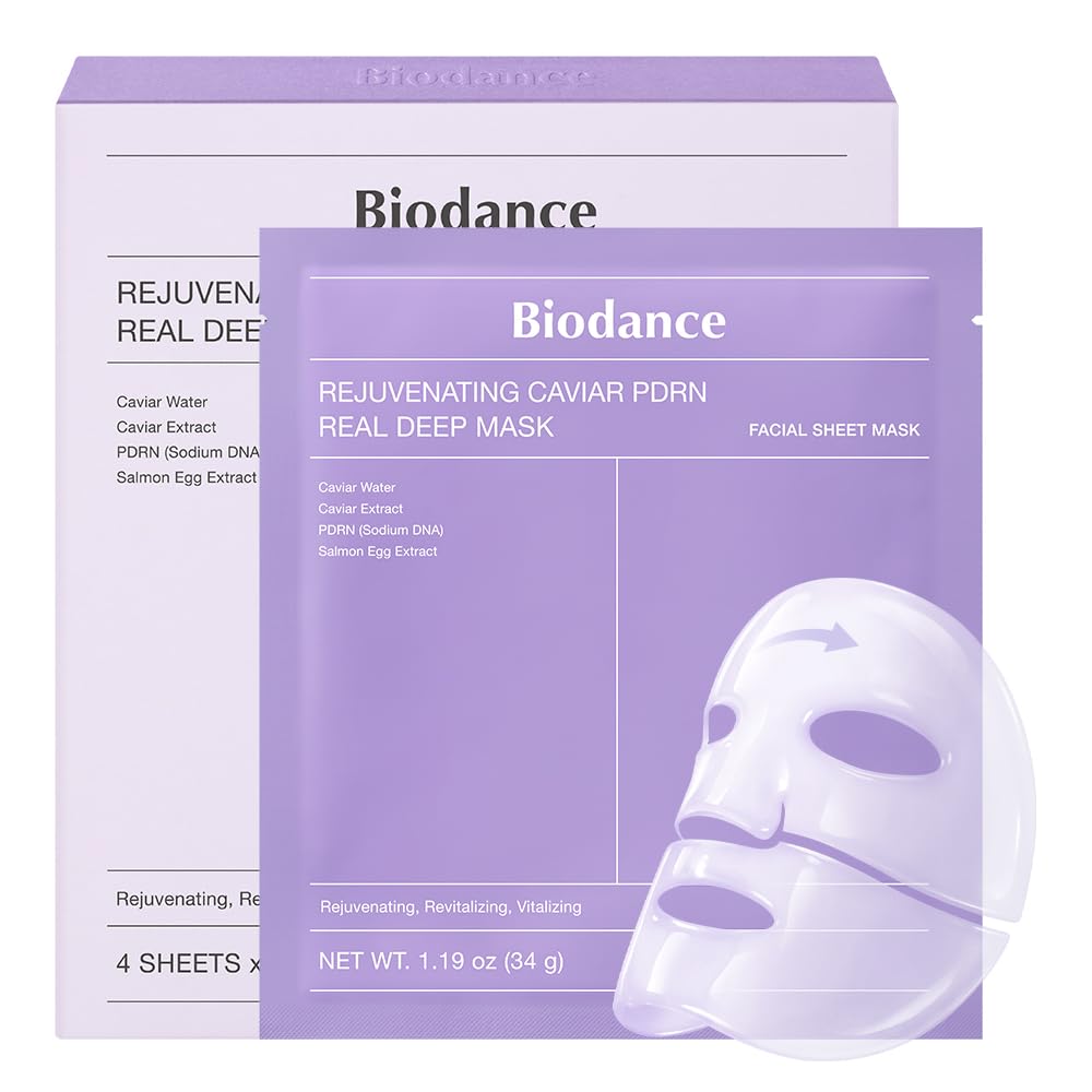 BIODANCE Bio-Collagen Real Deep Mask – Hydrogel Face Mask with Collagen, Overnight Hydrating Treatment, Pore Care & Elasticity, K-Beauty, 4 Masks