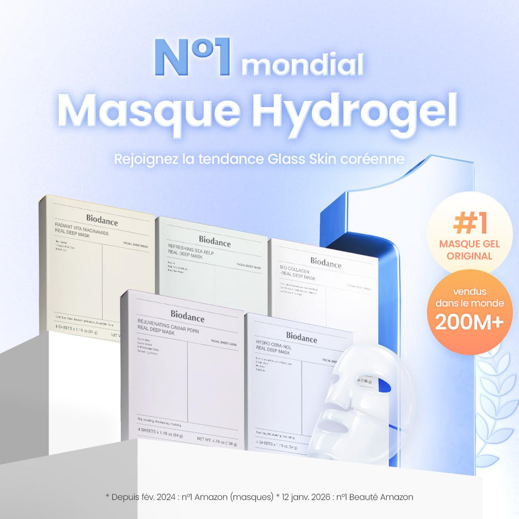 BIODANCE Bio-Collagen Real Deep Mask – Hydrogel Face Mask with Collagen, Overnight Hydrating Treatment, Pore Care & Elasticity, K-Beauty, 4 Masks