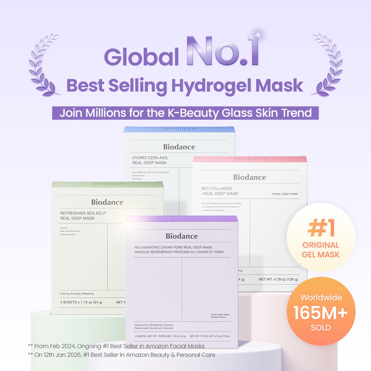BIODANCE Bio-Collagen Real Deep Mask – Hydrogel Face Mask with Collagen, Overnight Hydrating Treatment, Pore Care & Elasticity, K-Beauty, 4 Masks