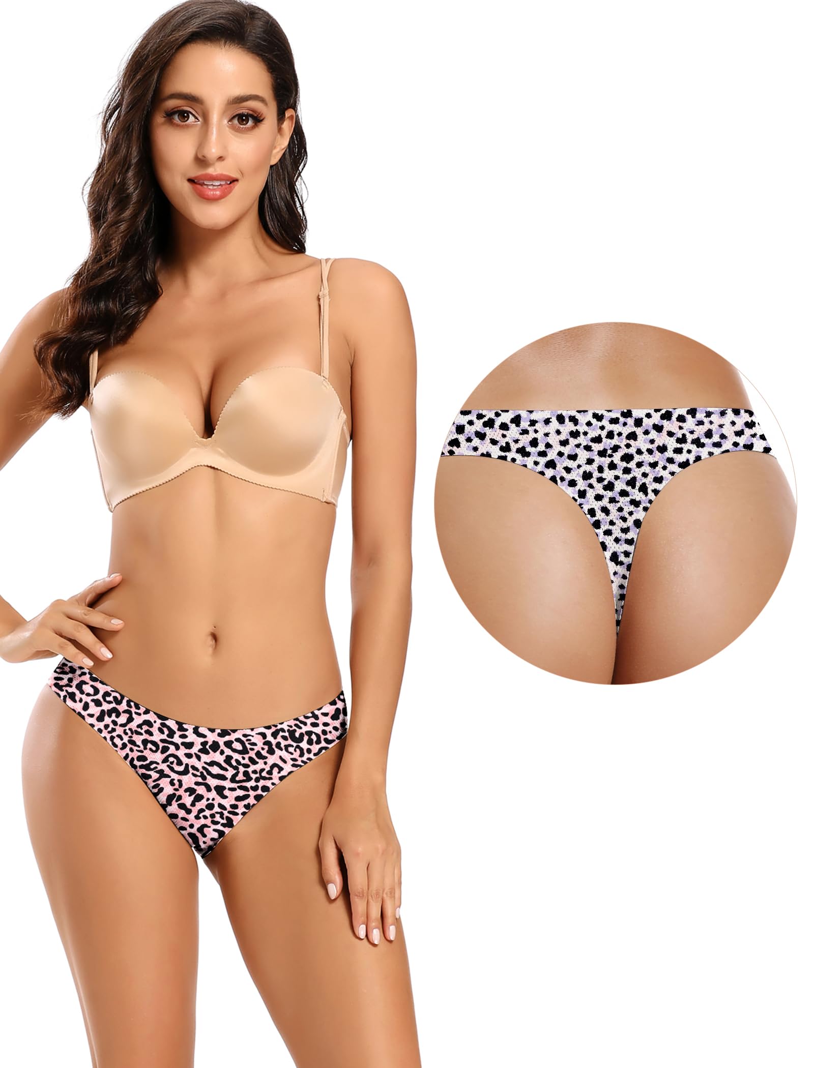 Voenxe Seamless Women Thong Underwear – 5 Pack | No-Show, Breathable Mesh Panties, Soft Low Rise Cut for Sports & Everyday Wear