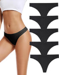 Voenxe Seamless Women Thong Underwear – 5 Pack | No-Show, Breathable Mesh Panties, Soft Low Rise Cut for Sports & Everyday Wear