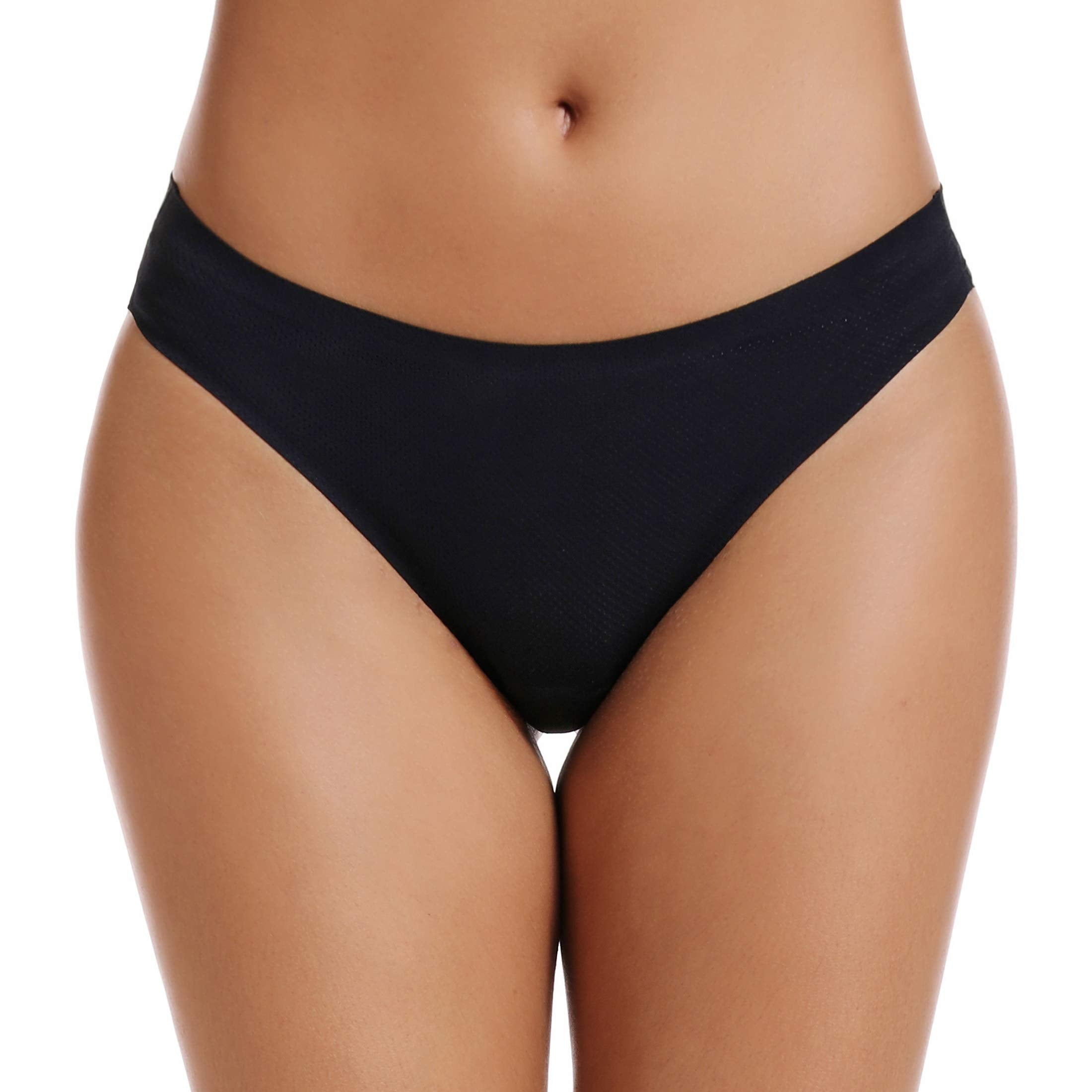 Voenxe Seamless Women Thong Underwear – 5 Pack | No-Show, Breathable Mesh Panties, Soft Low Rise Cut for Sports & Everyday Wear